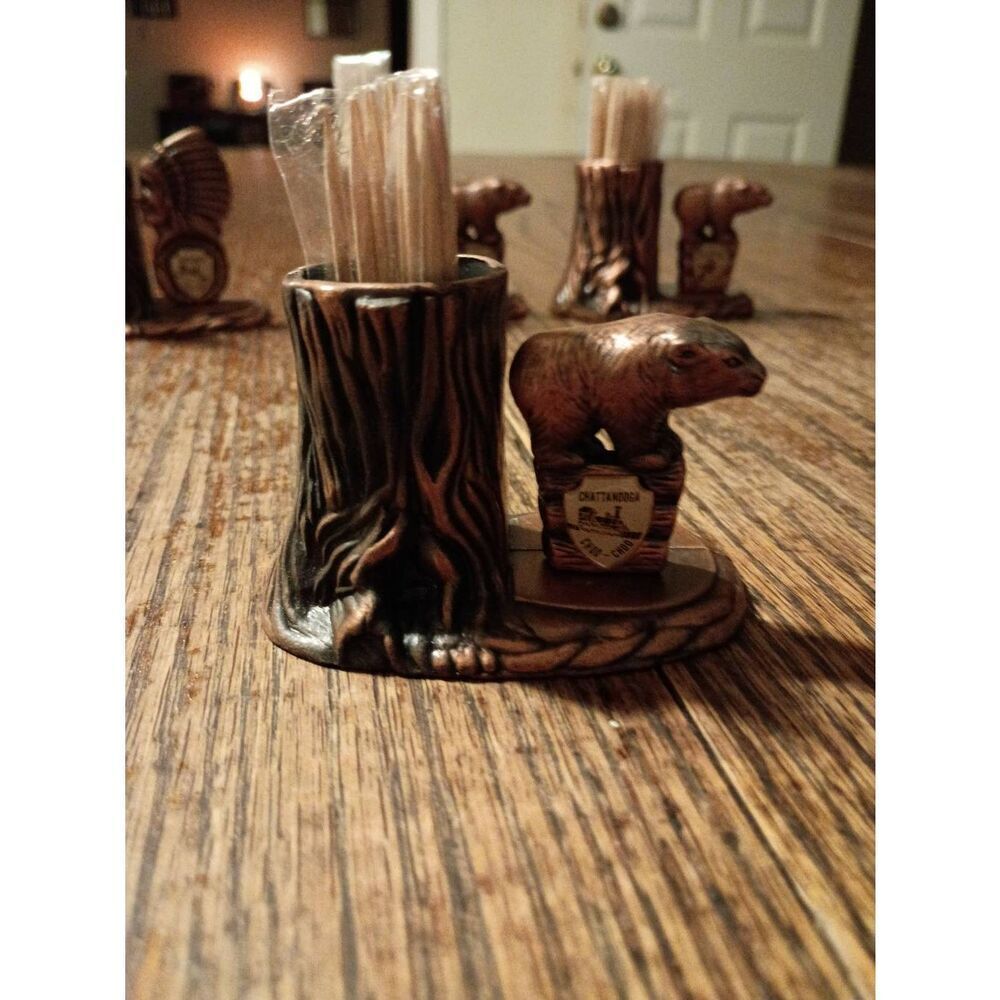 Vintage New Cast Metal Chattanooga Choo Choo Tennessee Bear Toothpick Holder